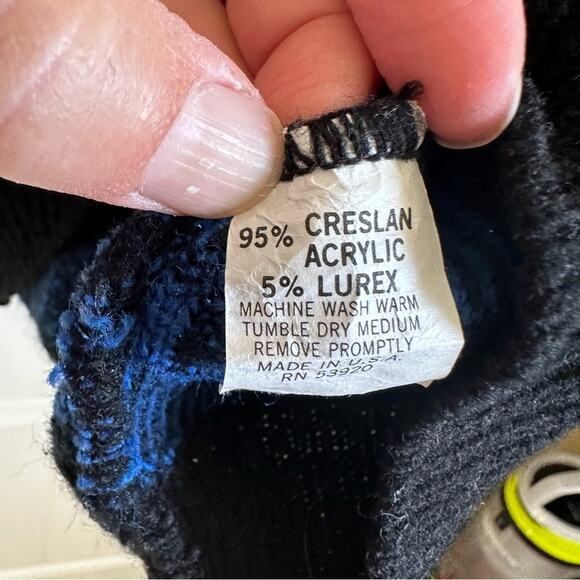 Cheryl women’s ugly sweater medium vintage‎ black blue - Picture 5 of 8